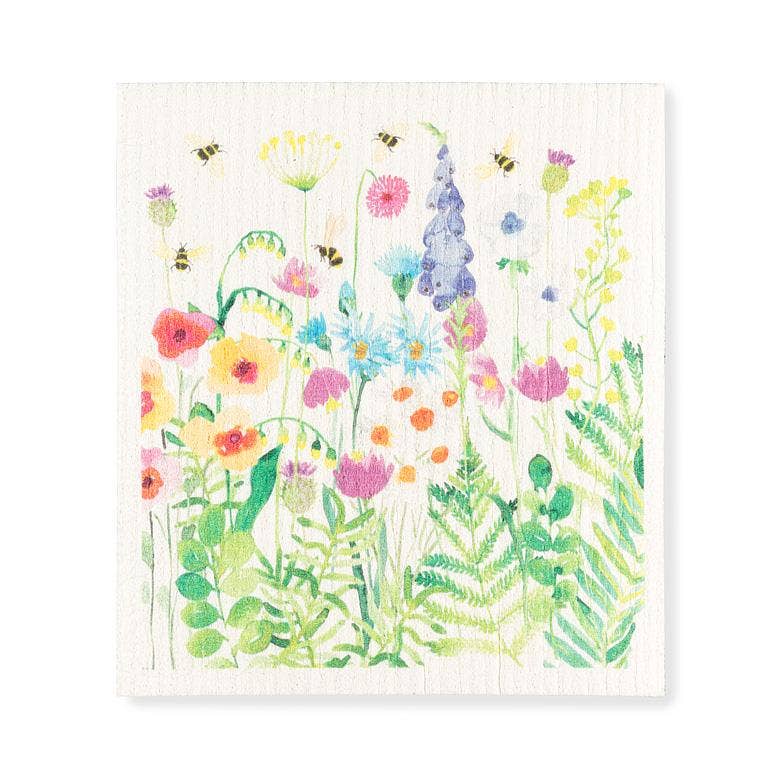 Bee Garden Dishcloth-6.75x7.5"L
