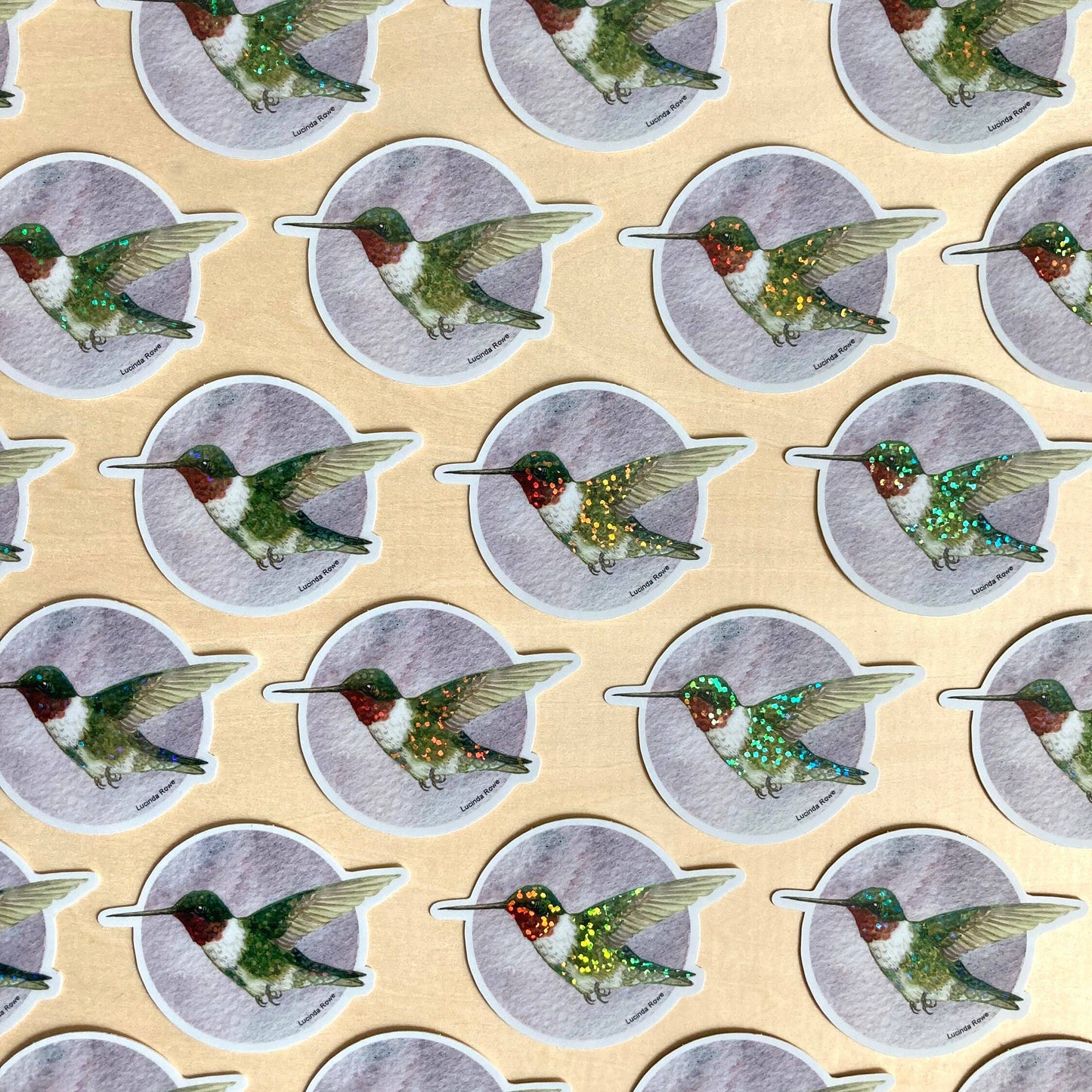 Vinyl Sticker - Ruby-throated Hummingbird Glitter