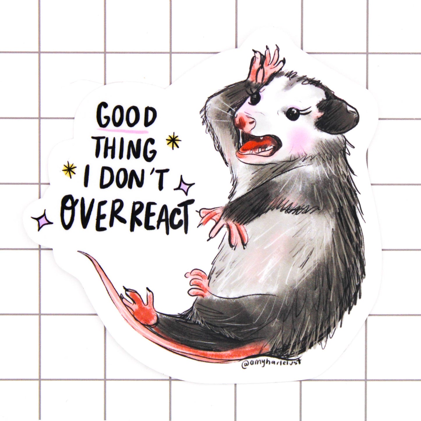 Overeaction Possum Vinyl Sticker