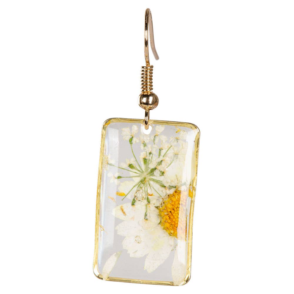 DRIED SUNFLOWER RECANGLE EARRINGS