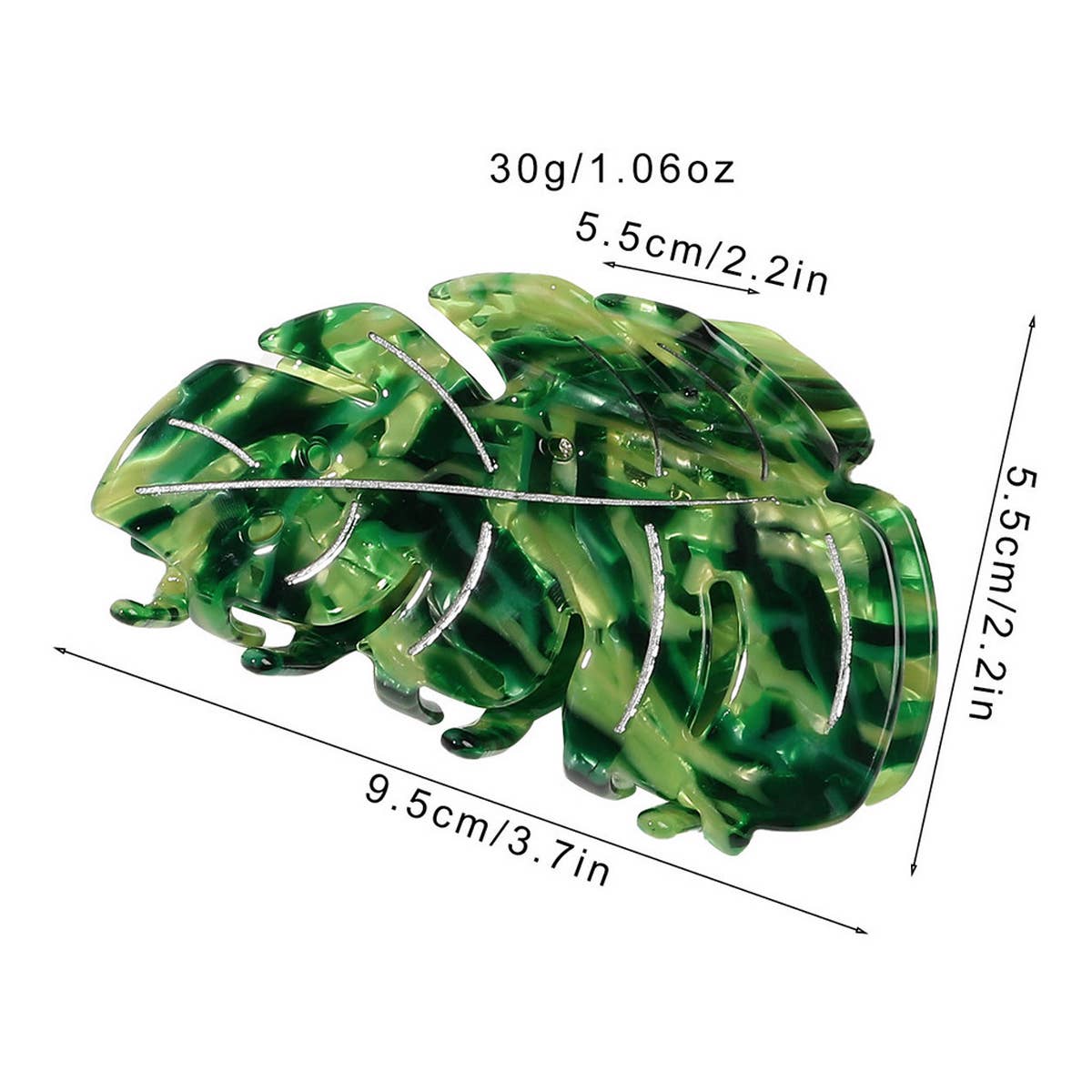 Acetate Leaf Hair Claw - Elegant Shark Clip_CWAHA1646: Green / (OS) 3