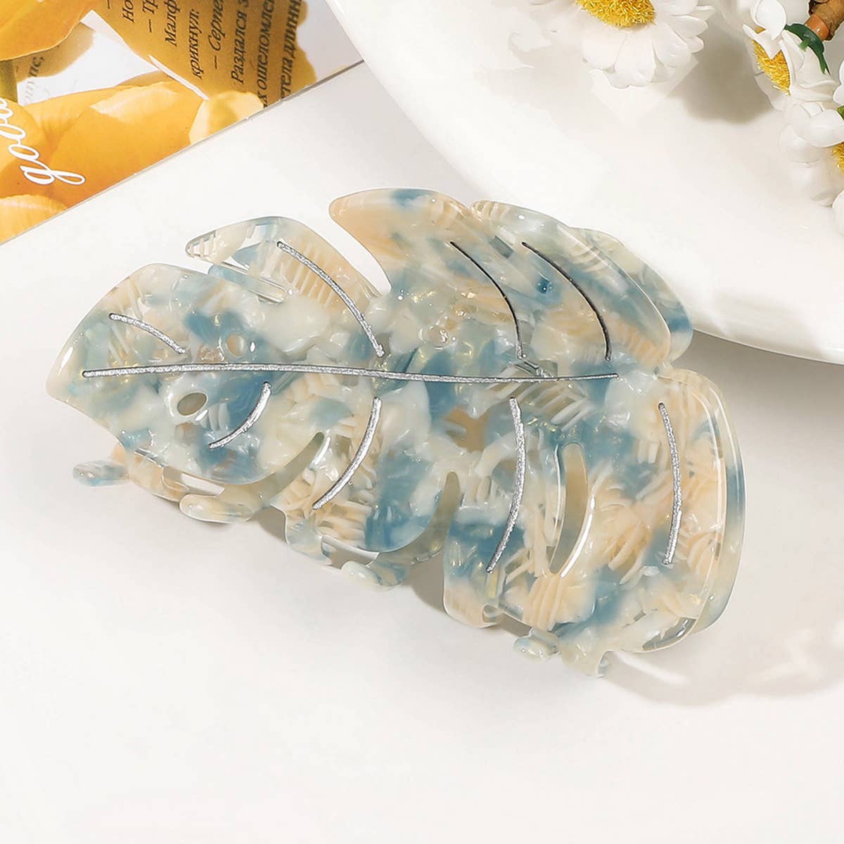 Acetate Leaf Hair Claw - Elegant Shark Clip_CWAHA1646: Purple / (OS) 3