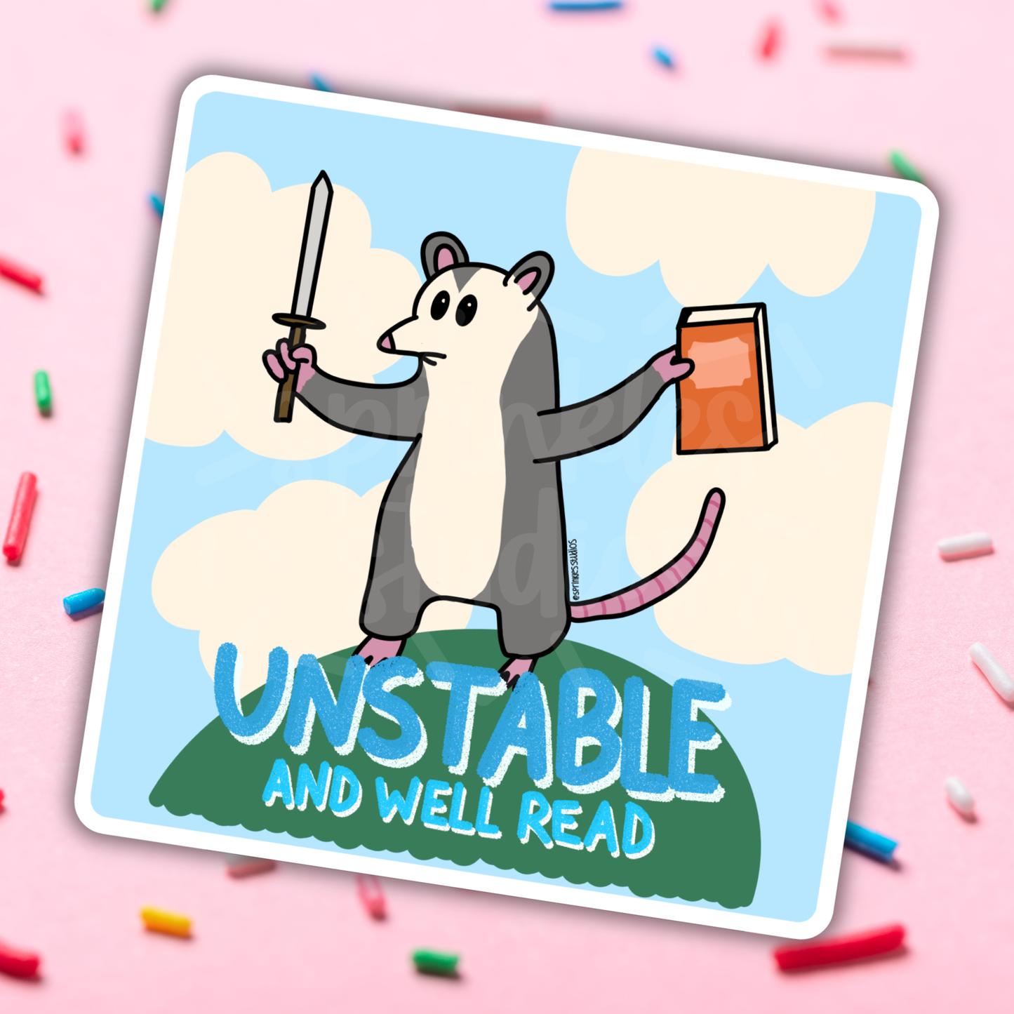 Unstable and Well Read Vinyl Sticker | Unhinged Bookish Sticker
