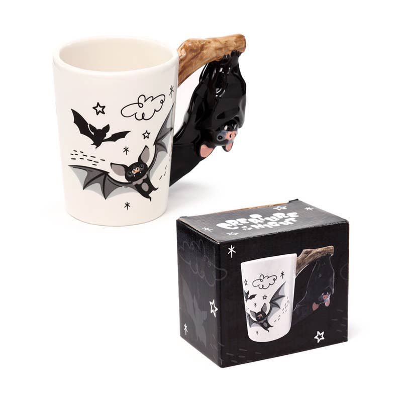 Bat Ceramic Shaped Handle Mug
