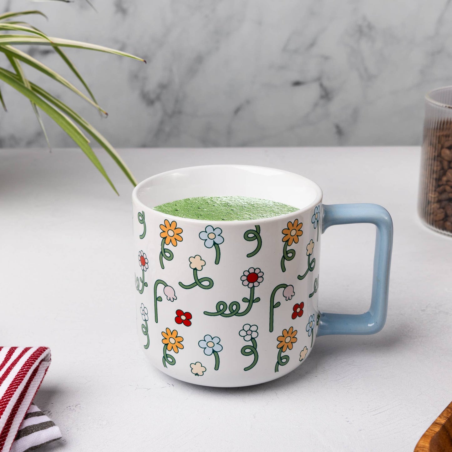 18.6 oz Square Handle Mug - Floral