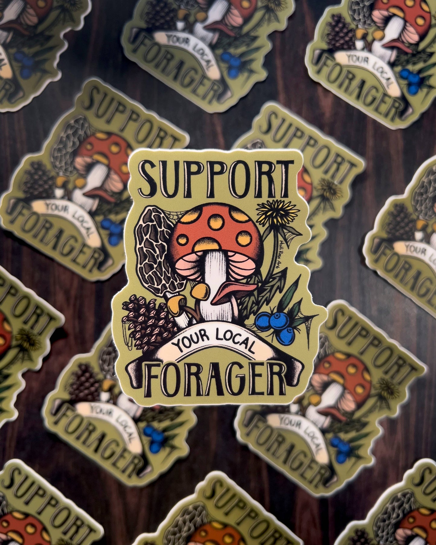 Support Your Local Forager Mushroom Sticker