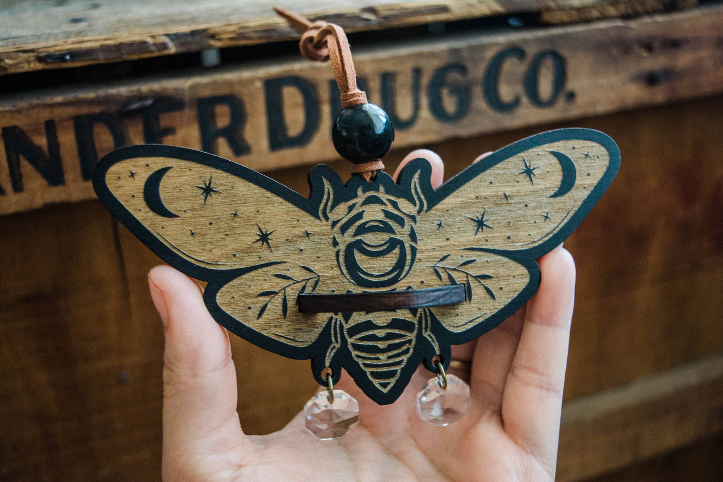 Cicada Airplant Holder Hanging Mini Suncatcher: Without Airplant / Stained Black