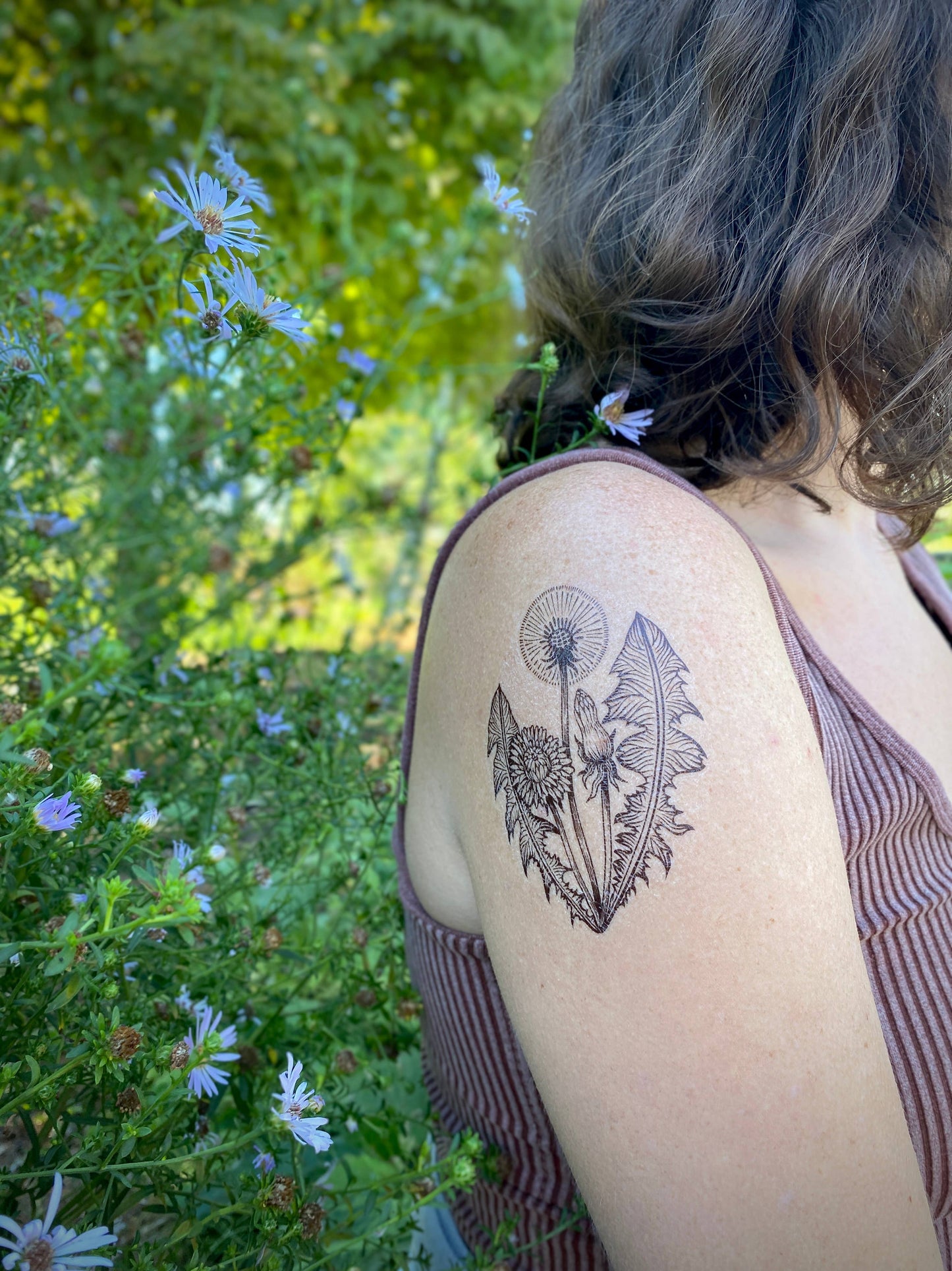 Dandelion Flower Temporary Tattoo: 1-Pack