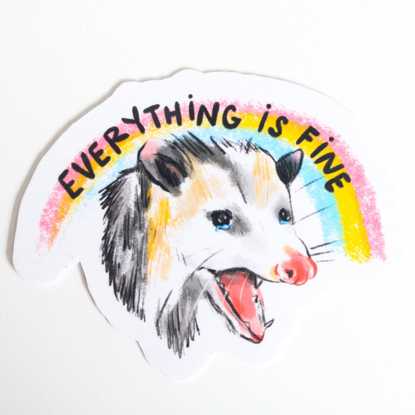 Everything is Fine Possum Vinyl Sticker