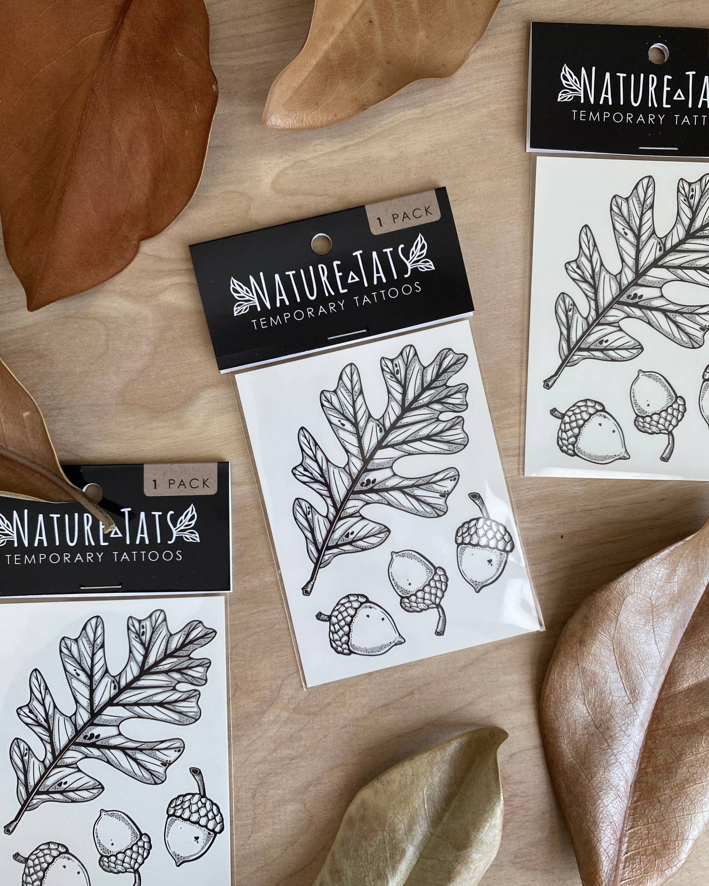 Acorn and Oak Leaves Temporary Tattoo: 1-Pack