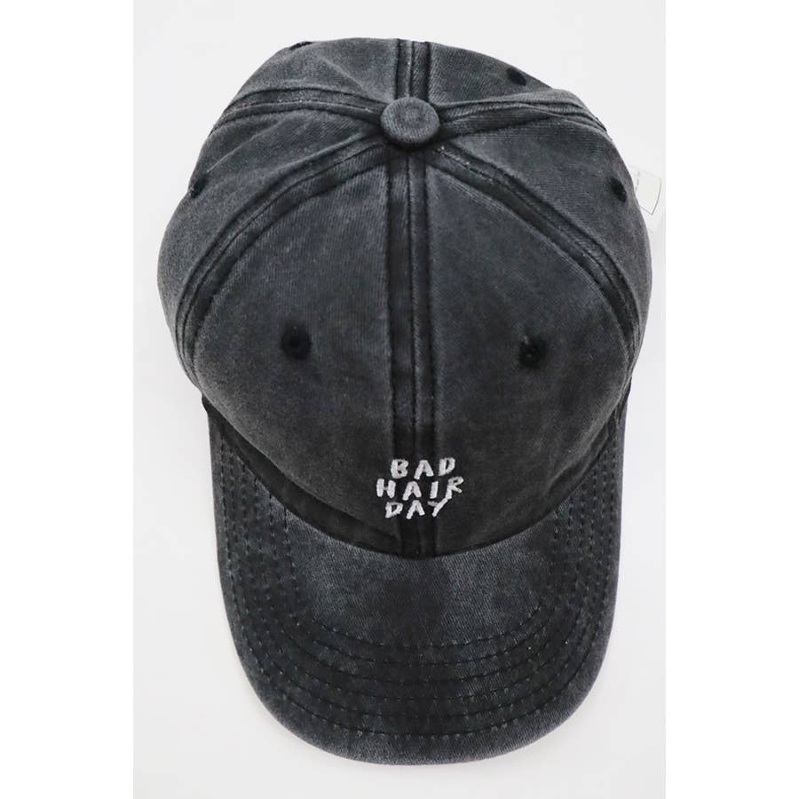 Bad Hair Day Embroidered Washed Baseball Cap: SAND