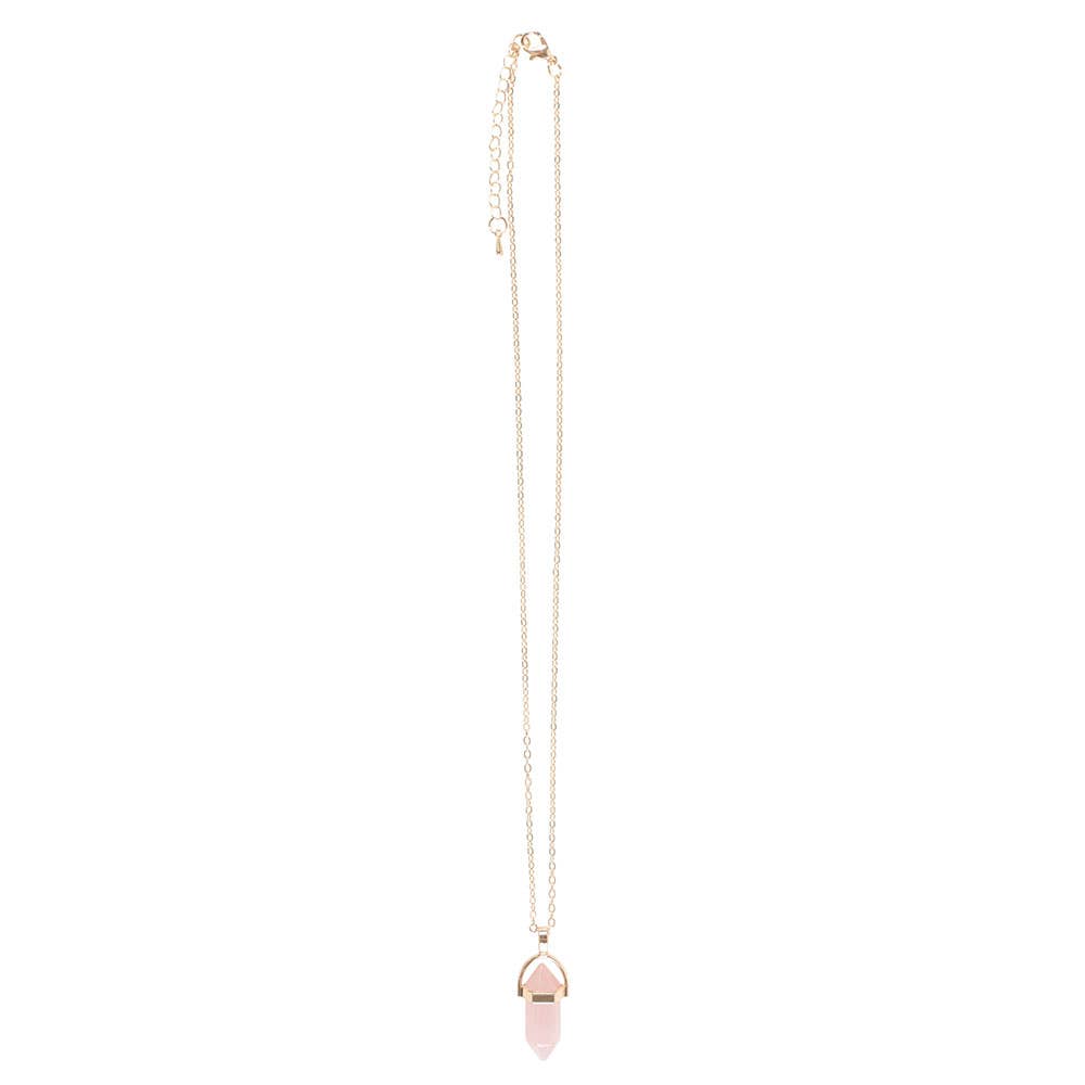 Rose Quartz Crystal Pendant Necklace
