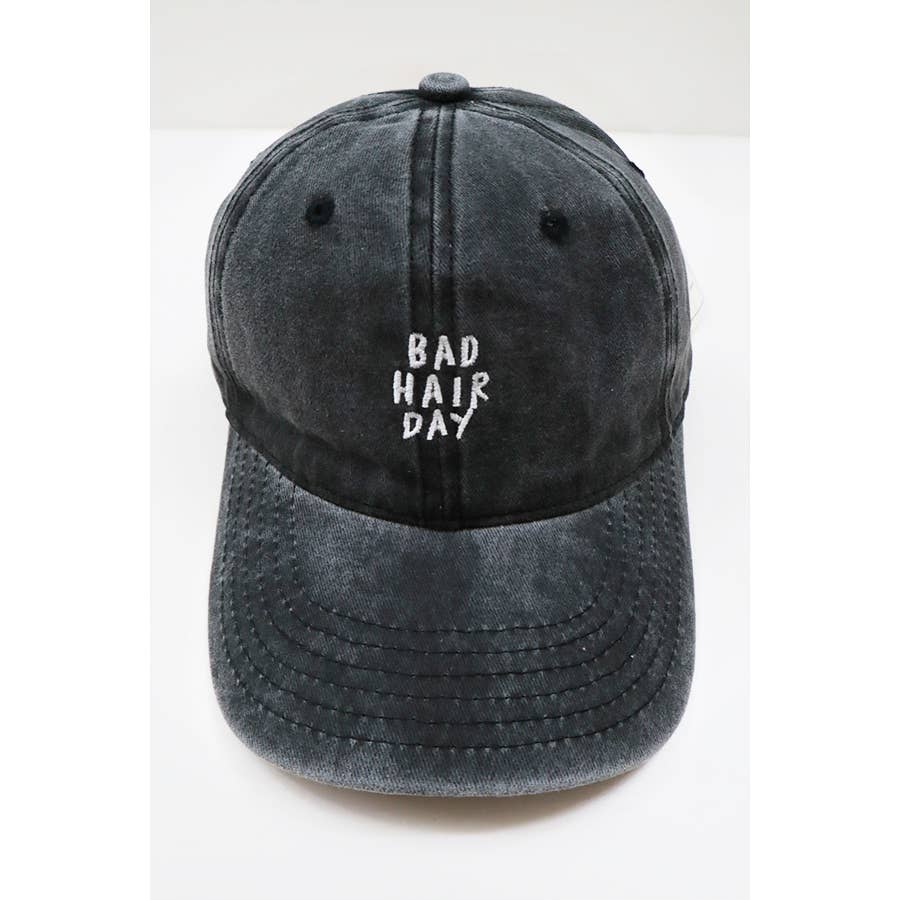 Bad Hair Day Embroidered Washed Baseball Cap: SAND
