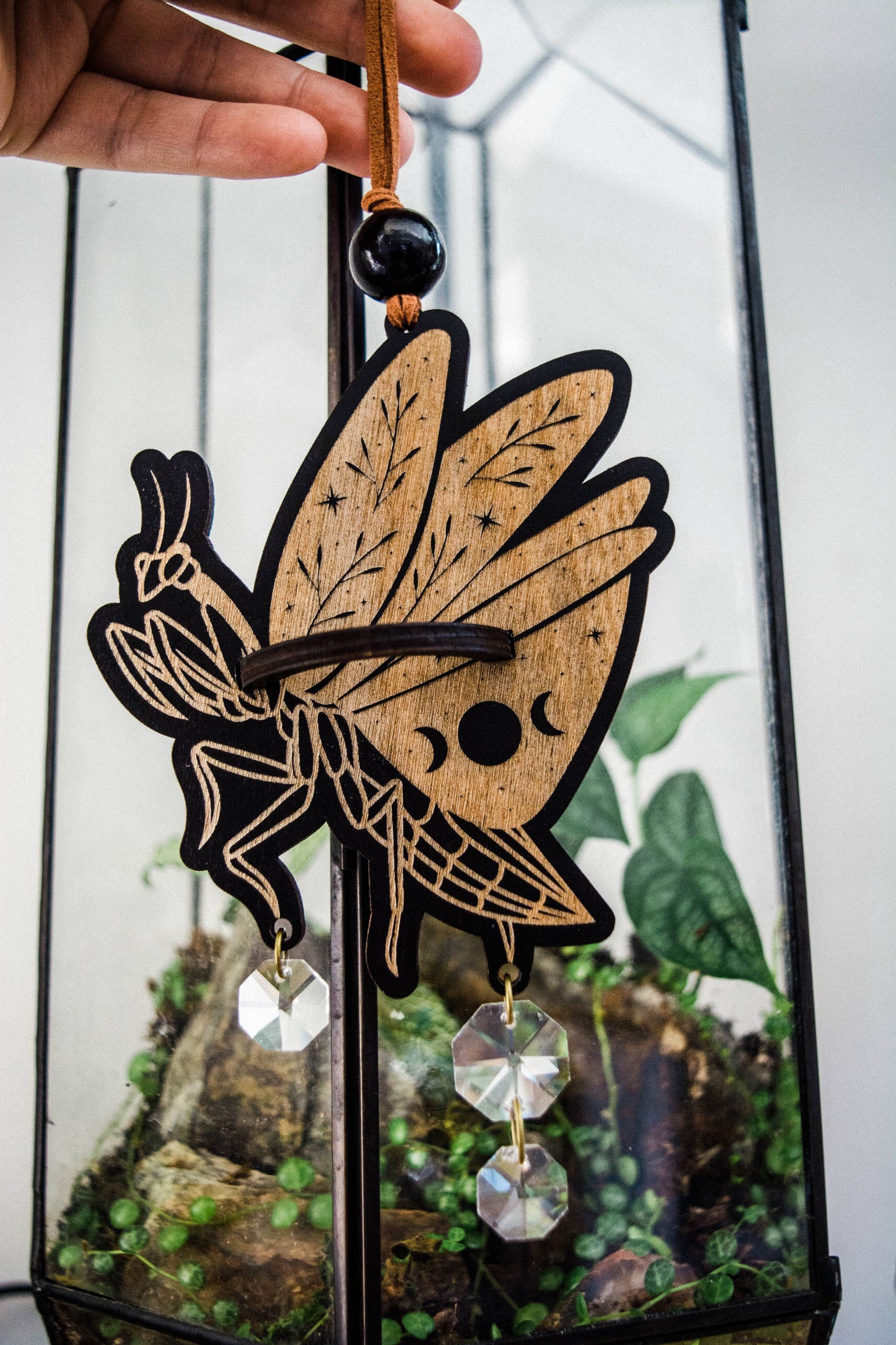 Praying Mantis Airplant Holder Hanging Mini Suncatcher : Without Airplant / Stained Black