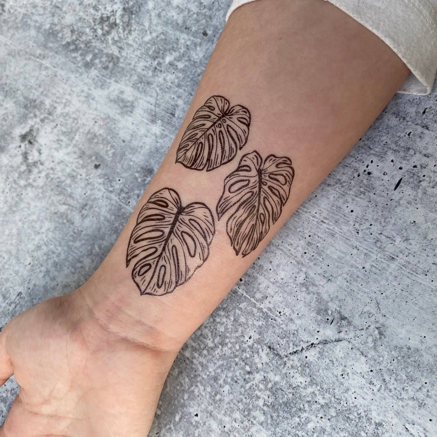 Monstera Leaves Temporary Tattoo: 1-Pack
