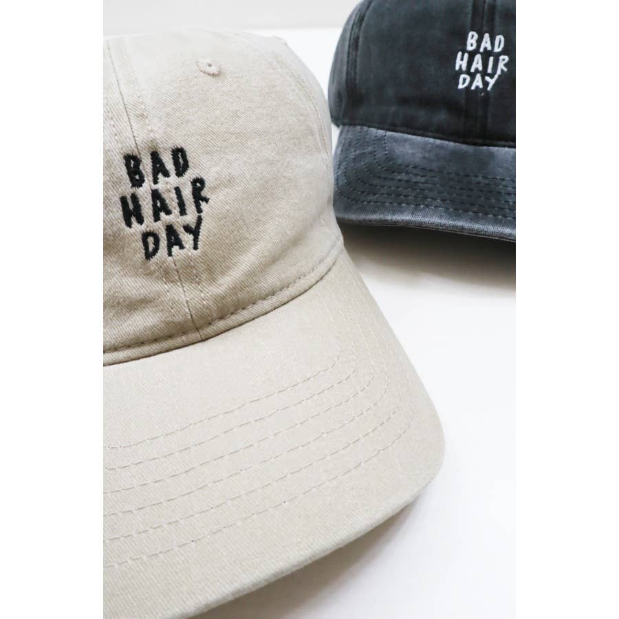 Bad Hair Day Embroidered Washed Baseball Cap: SAND