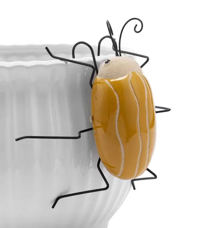 Yellow Ceramic Bug Pot Hanger -Whimsical Item #17119