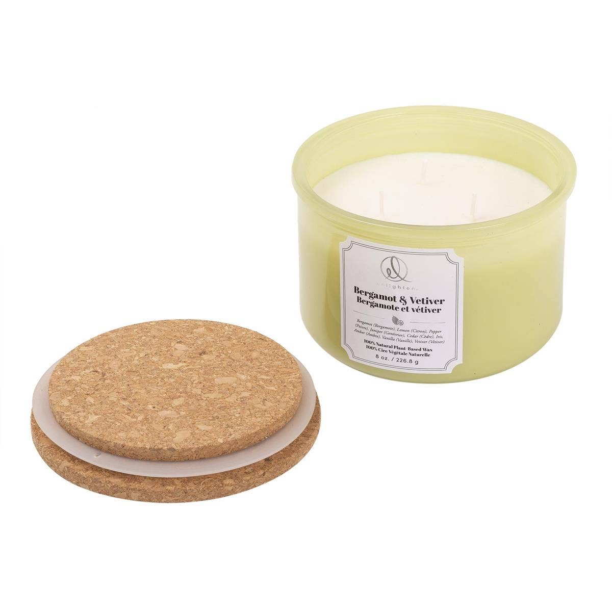 Truu Design Enlighten Candle with Wood Lid: Bergamot+Vetiver / 8 oz./226.8g