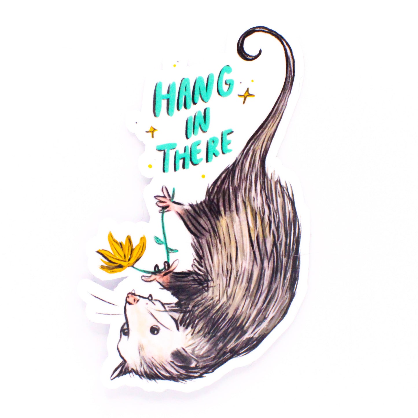Hang In There Possum Vinyl Sticker