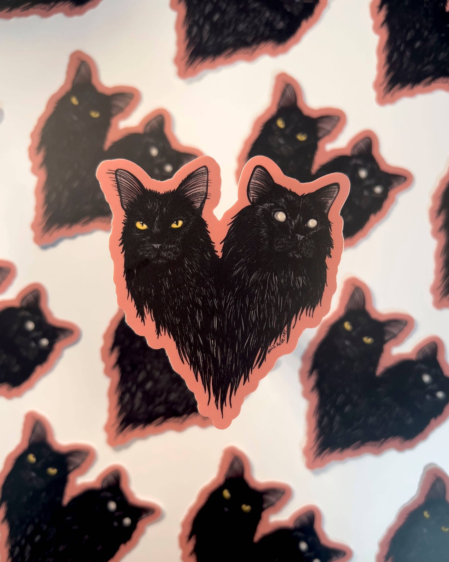 Black Cats Heart Sticker