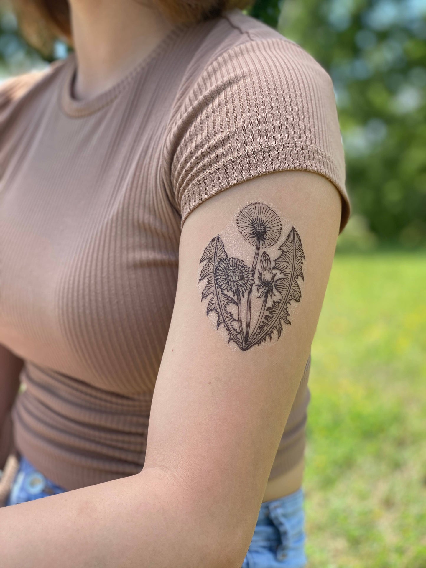 Dandelion Flower Temporary Tattoo: 1-Pack