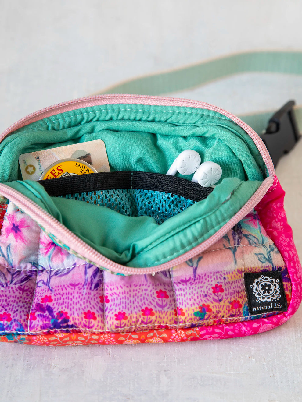 Everyday Puffy Fanny Pack- Pink Watercolor Patchwork