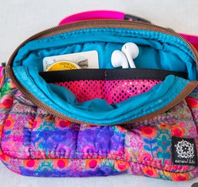 Everyday Puffy Fanny Pack - Purple Pink Floral Border