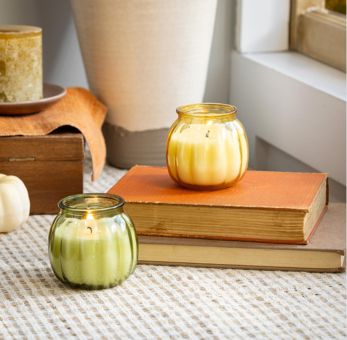 Glass Pumpkin, Soy and Palm Wax Candle