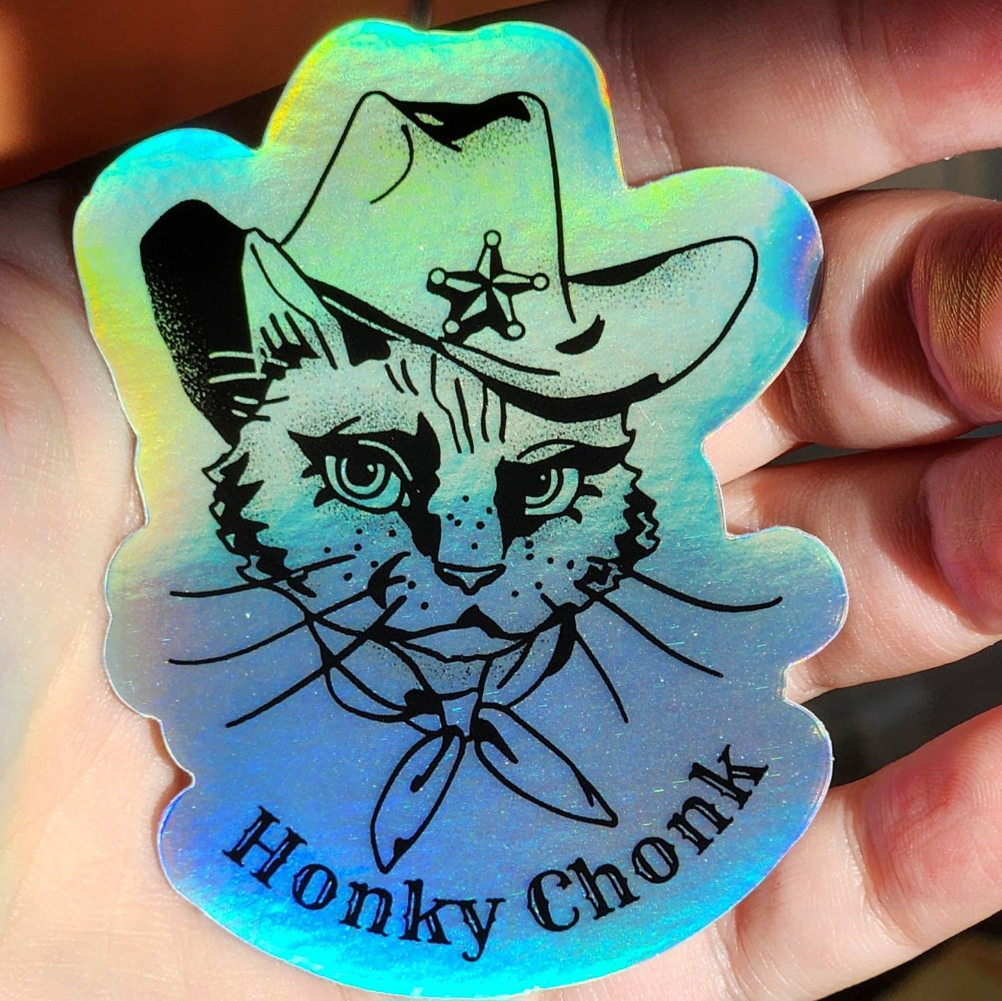 Honky Chonk cat cowboy western sticker hydroflask journal: White