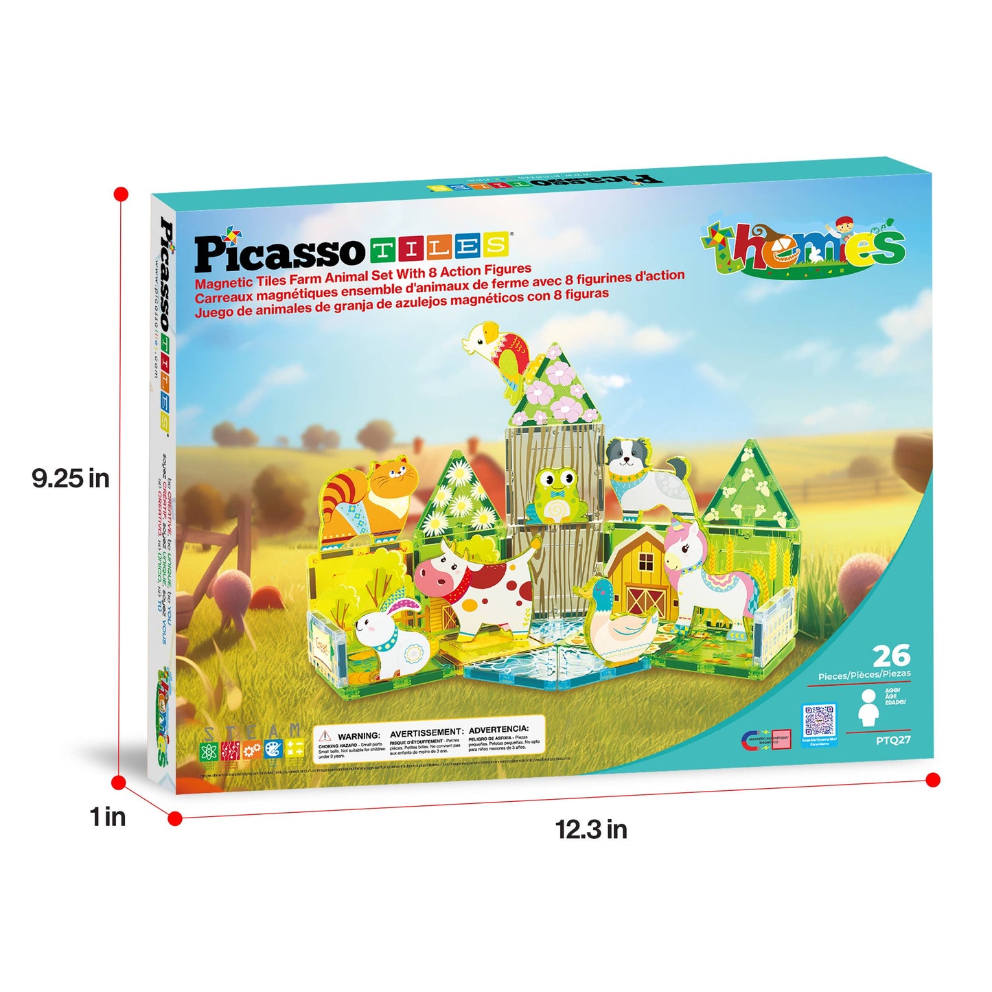 PicassoTiles 26pc Magnetic Tile Farm Theme Toy Set PTQ27