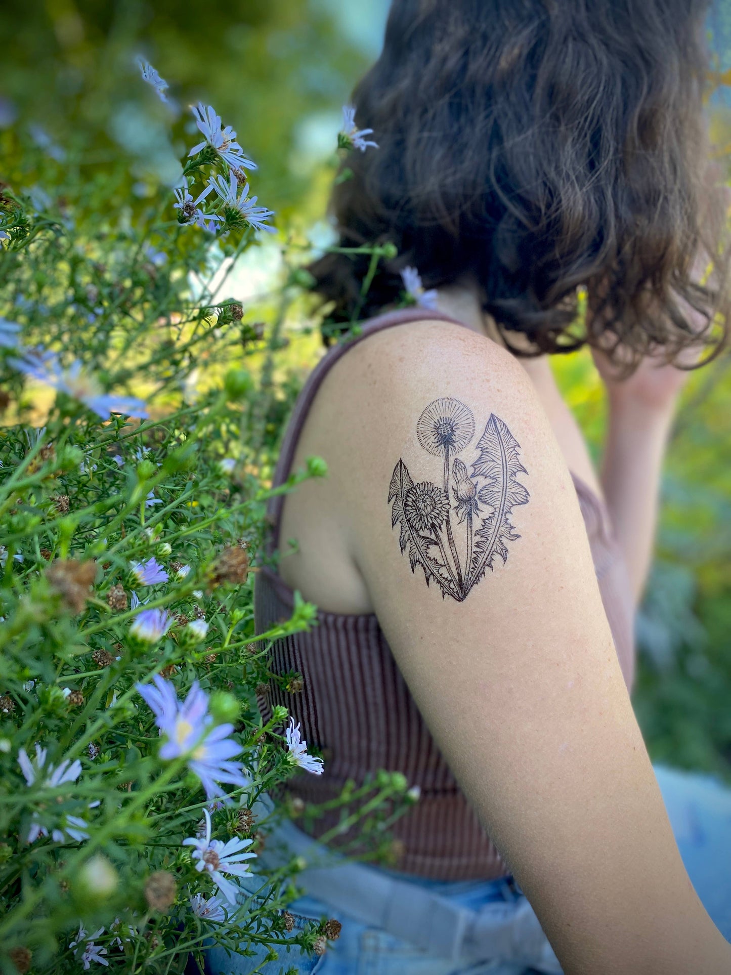 Dandelion Flower Temporary Tattoo: 1-Pack