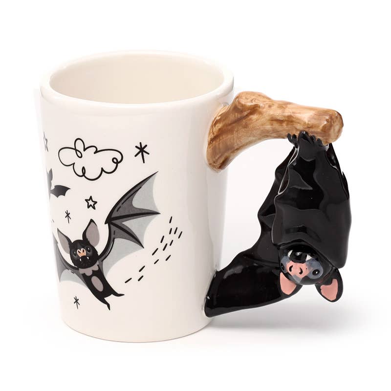 Bat Ceramic Shaped Handle Mug