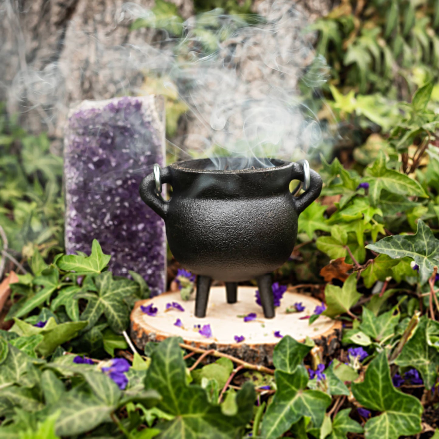 Cauldron 3.5" inch Plain Cast Iron Cauldron with Lid