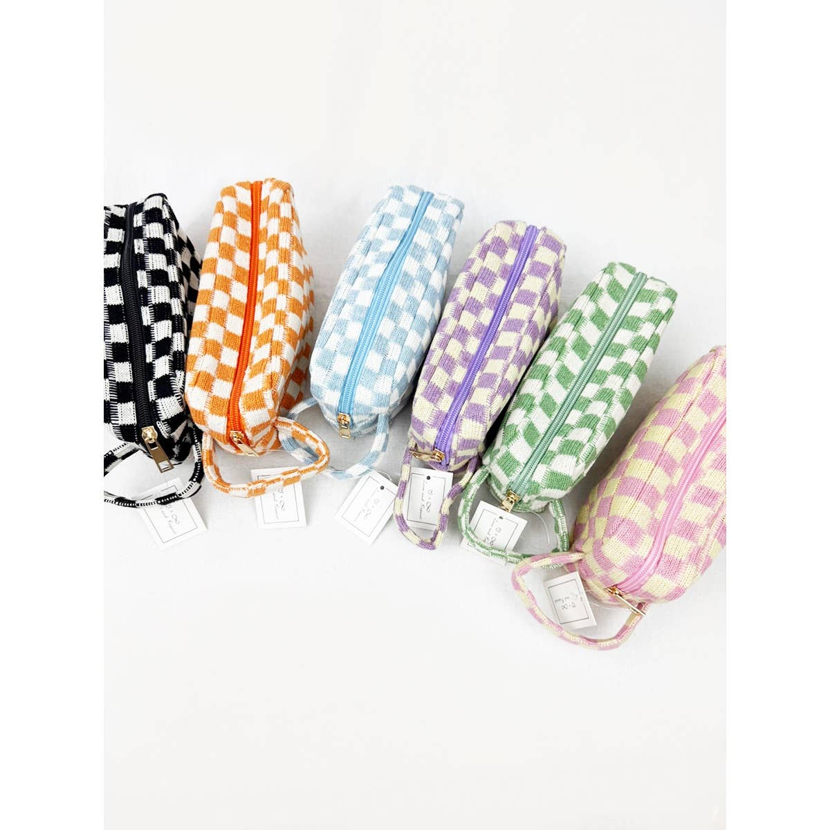 Famous Checker Cosmetic Bag with handle: MINT GREEN
