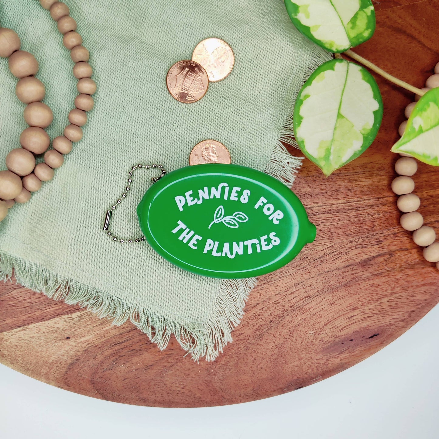 Pennies for the Planties Coin Purse Keychain