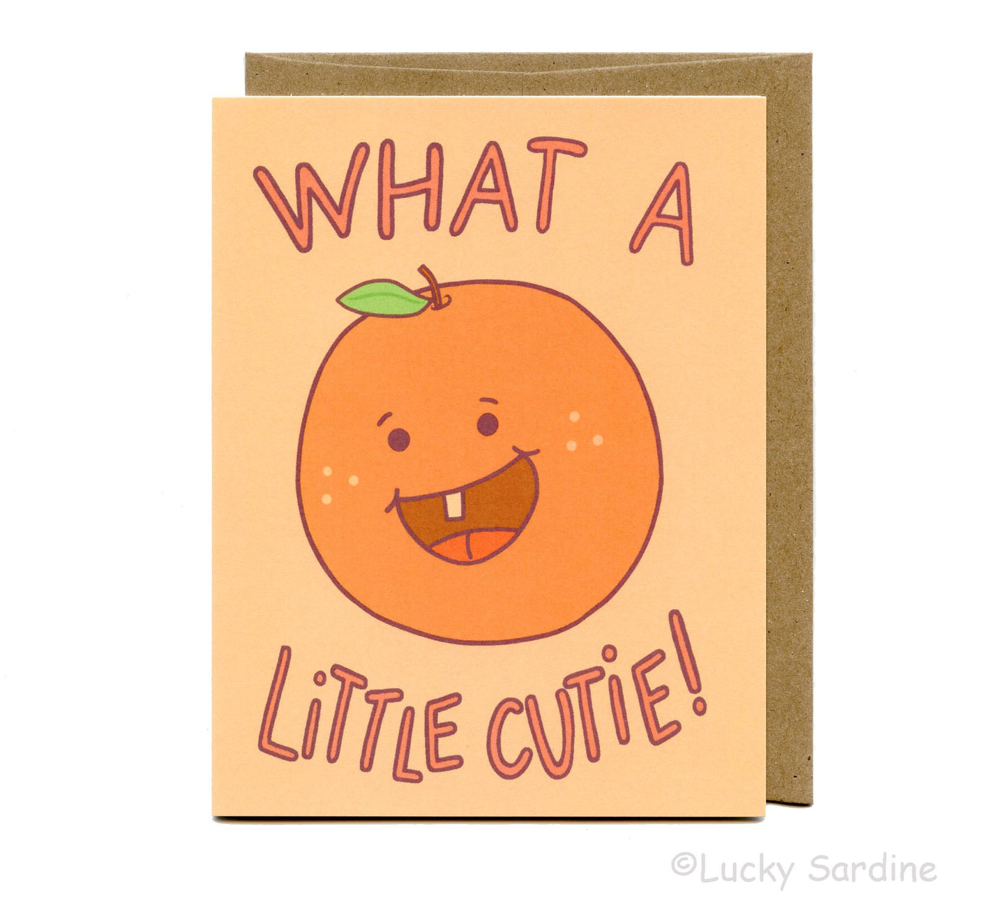 What A Little Cutie, Orange Baby Shower Card: Kraft