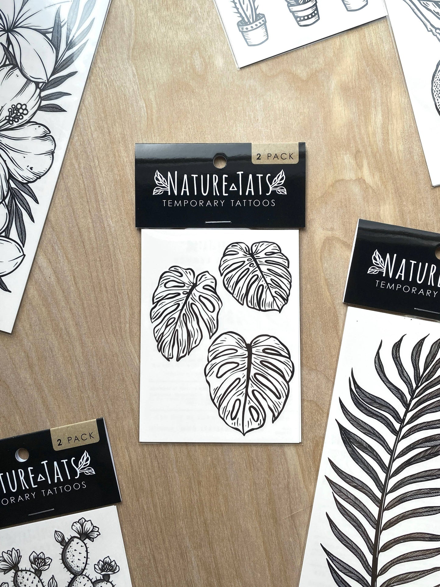 Monstera Leaves Temporary Tattoo: 1-Pack