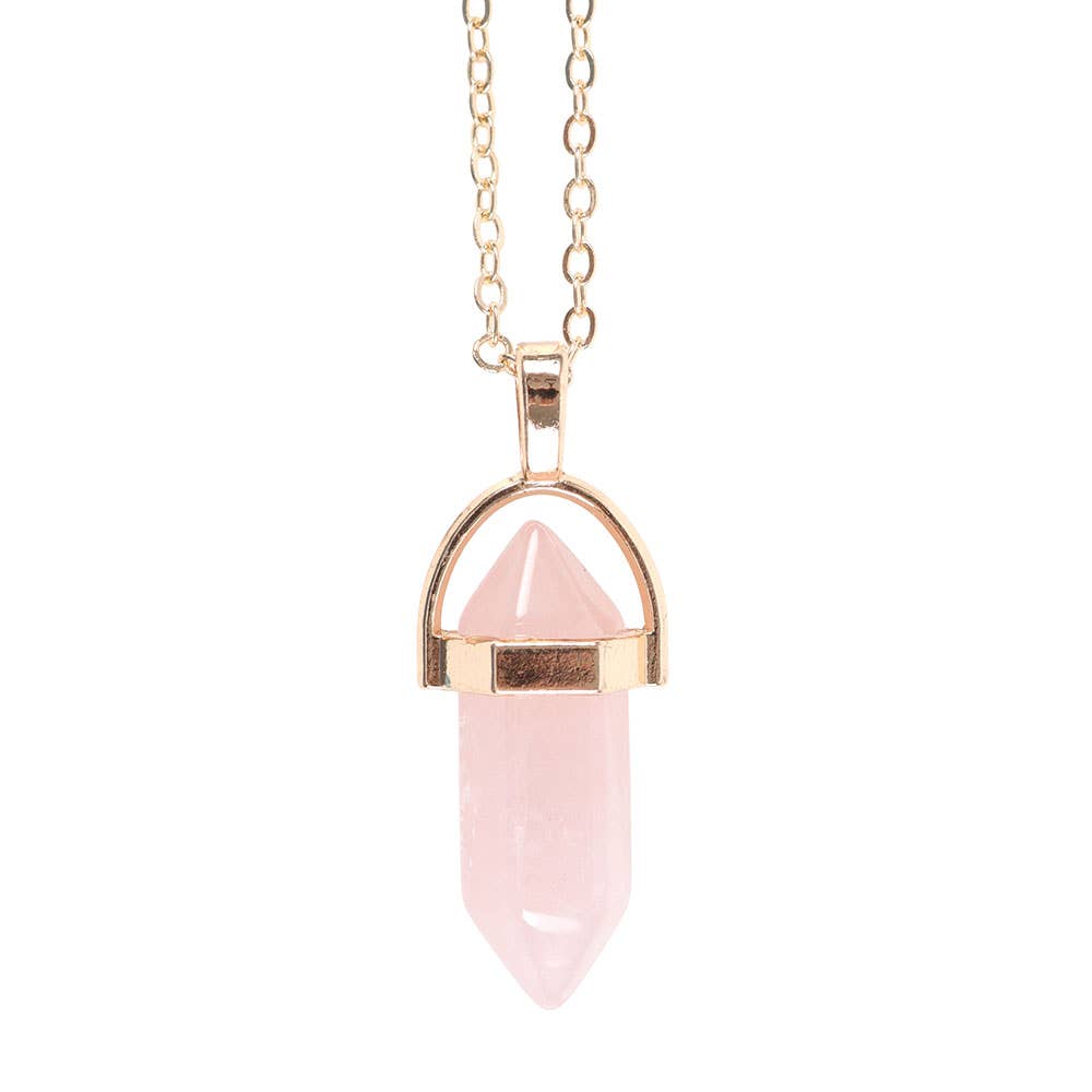 Rose Quartz Crystal Pendant Necklace