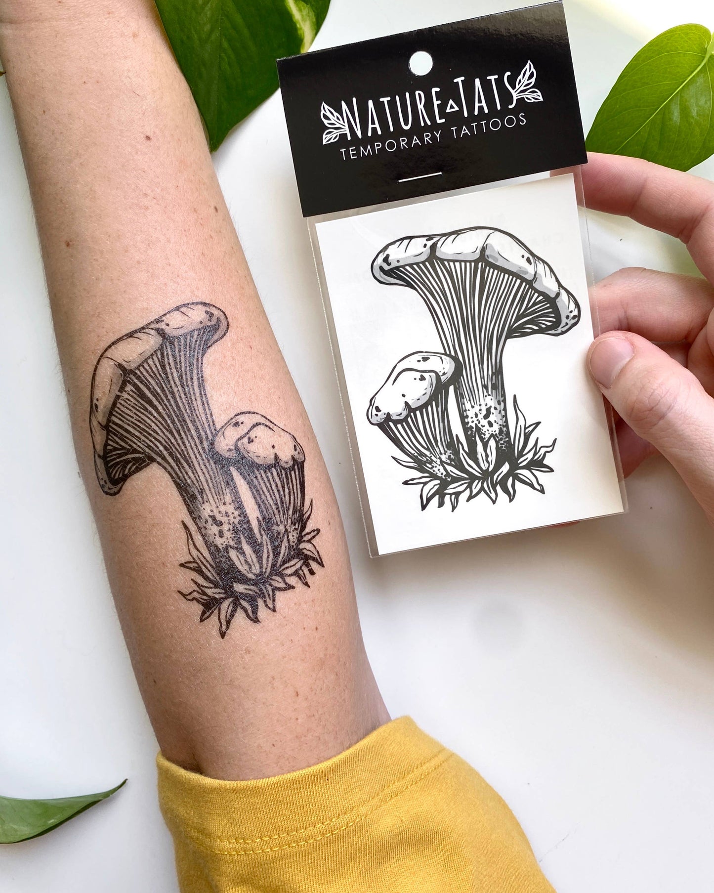 Chanterelle Mushroom Temporary Tattoo: 1-Pack