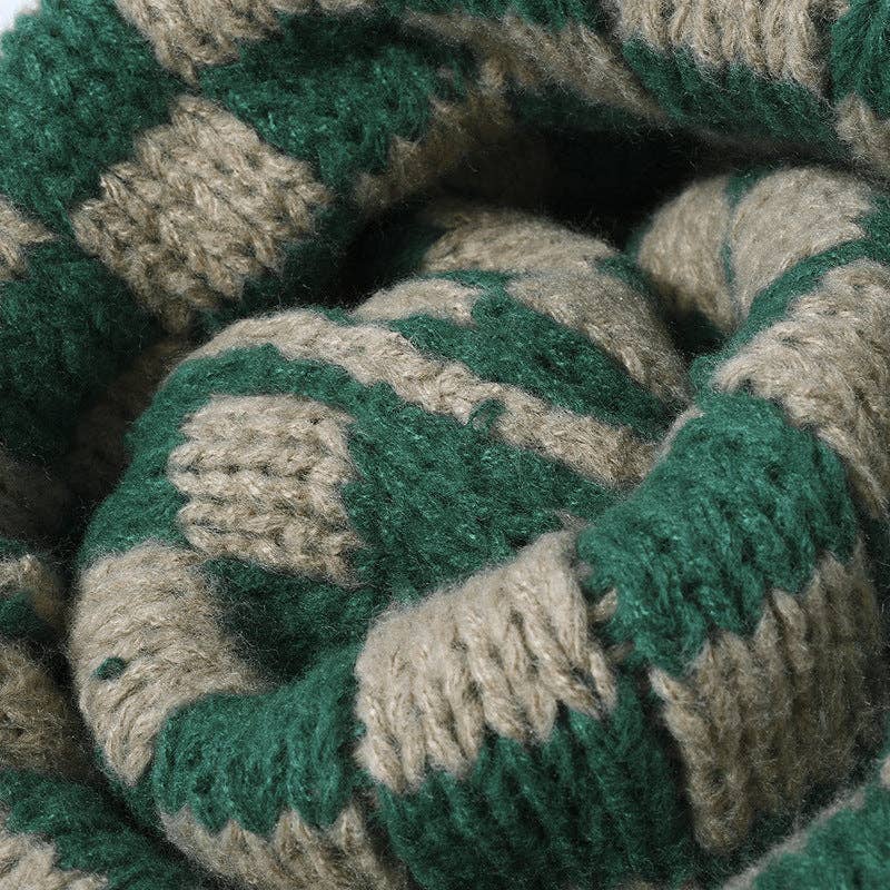 Plaid Contrast Color Warm Knit Beanie DPKB3019