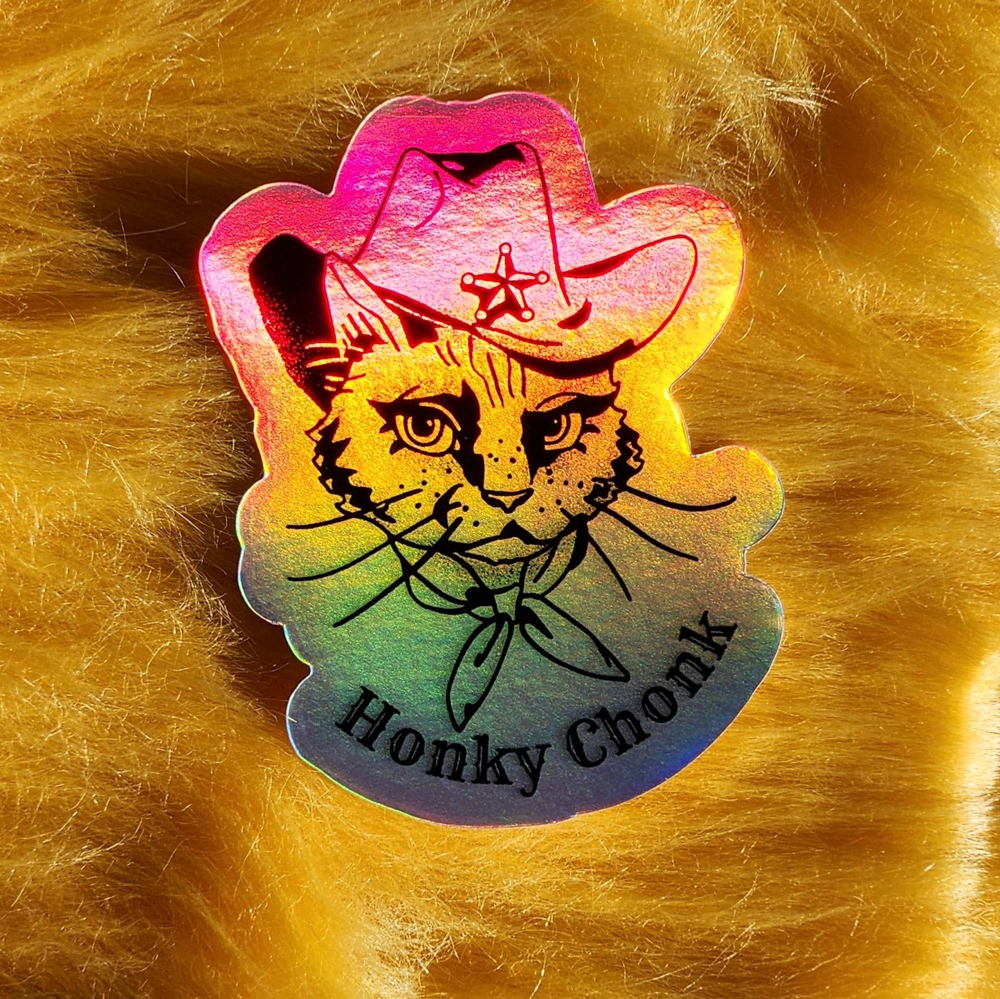 Honky Chonk cat cowboy western sticker hydroflask journal: White