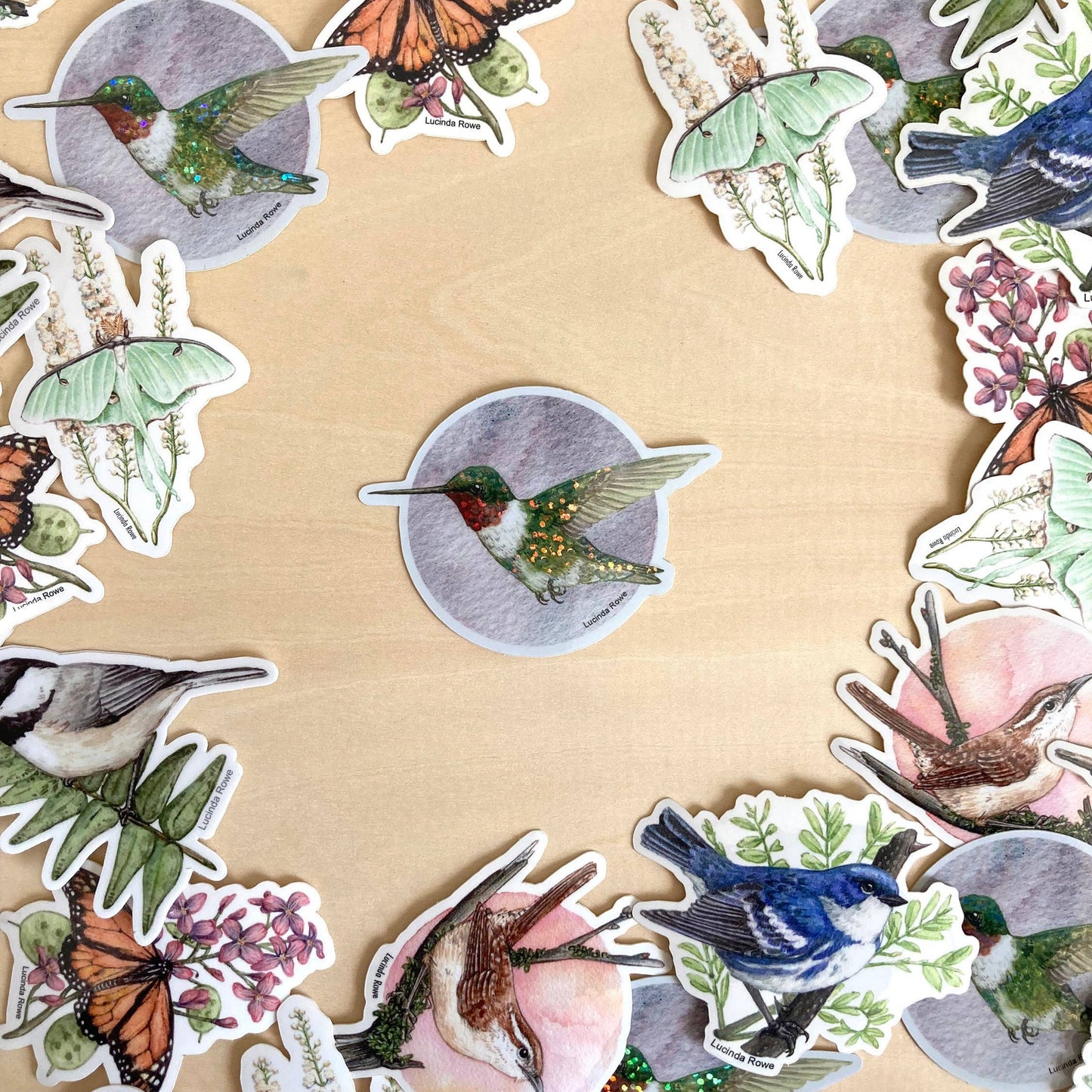 Vinyl Sticker - Ruby-throated Hummingbird Glitter