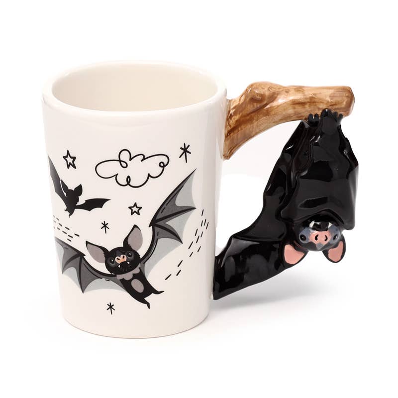 Bat Ceramic Shaped Handle Mug