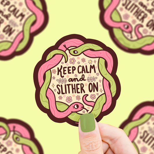 Keep Calm and Slither On, Halloween, Snake, Vinyl Sticker