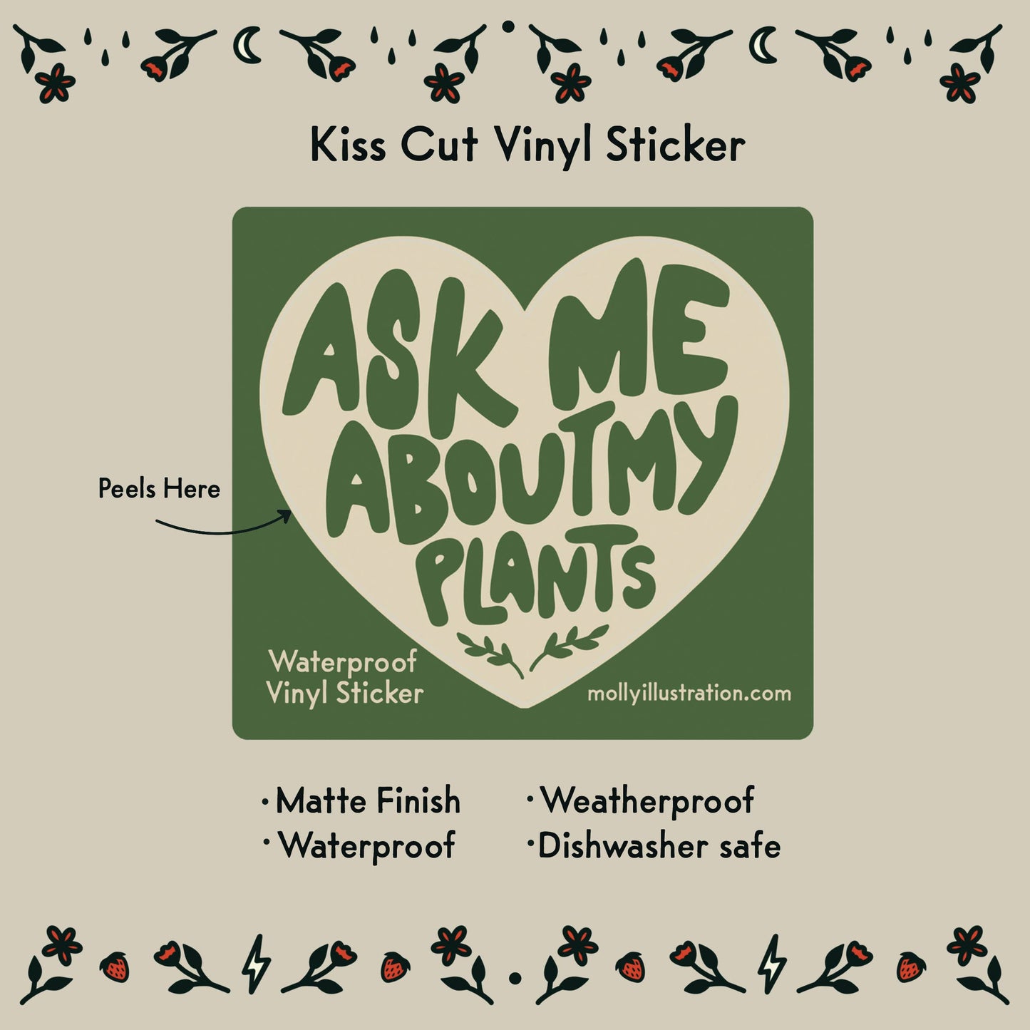 Ask Me About My Plants Waterproof Vinyl Sticker