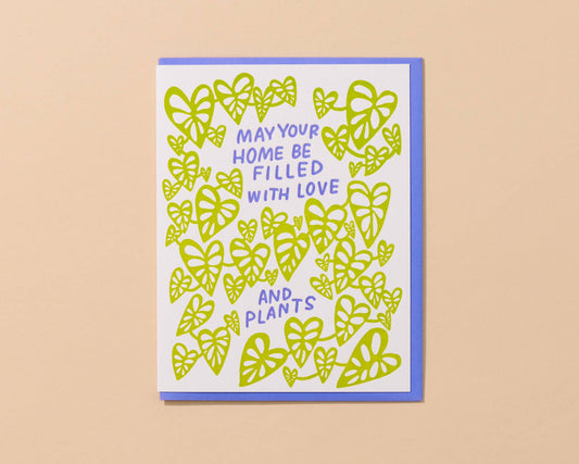 Love and Plants Letterpress Housewarming Card- Made in USA