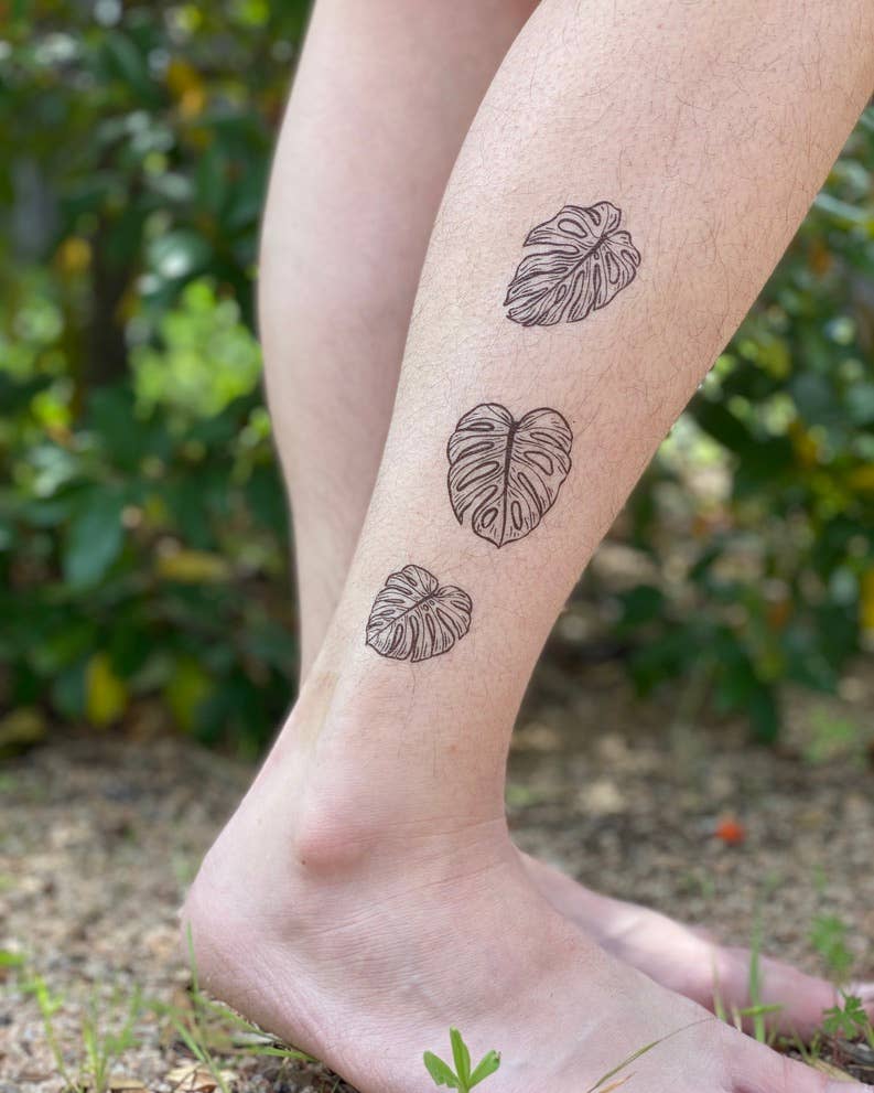 Monstera Leaves Temporary Tattoo: 1-Pack