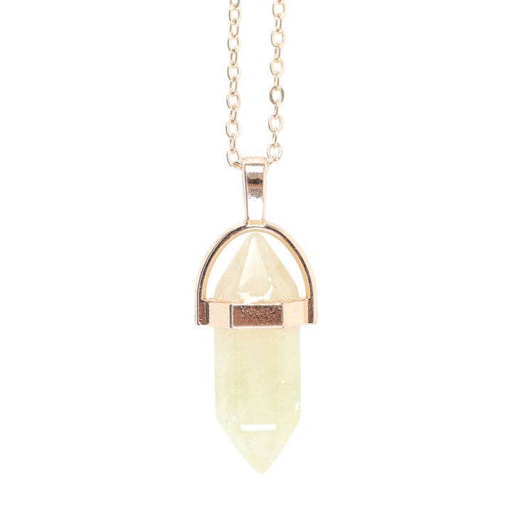 Lemon Quartz Crystal Pendant Necklace