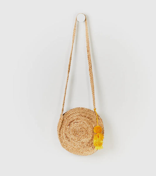 Pompom Jute Tassel Crossbody Bag Natural Jute Hand Woven