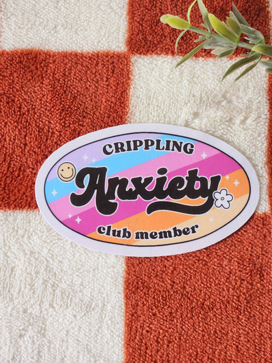 Crippling anxiety sticker hydroflask planner mental health: White